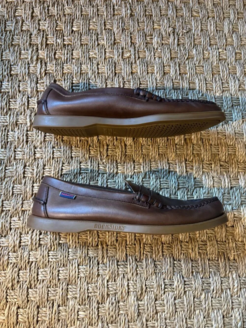 Sebago Dolphin penny mocassins in Waxed Brown Gum leather